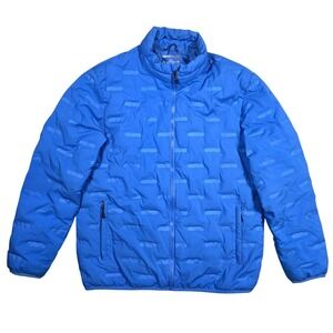 SWISS TECH Mens Blue Puffer Jacket Zip Front Quilted Padded Warm Winter Outdoors